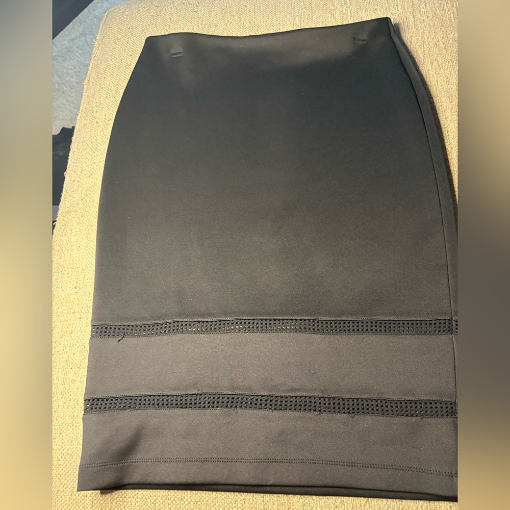 Bisou Bisou Black Pencil Skirt with Mesh Detail medium